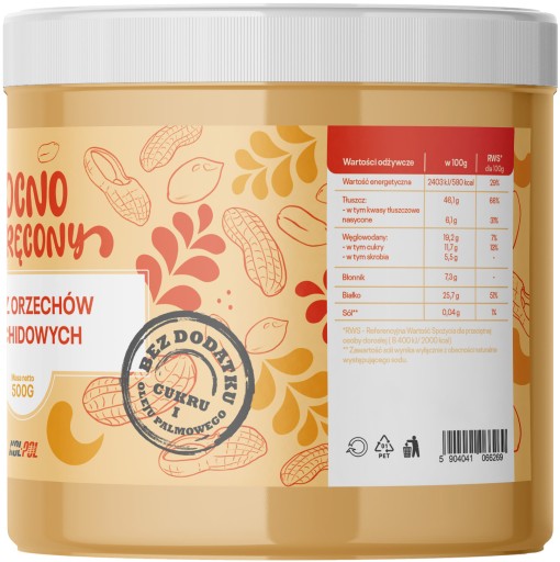 Arašidové maslo 500g Arašidový krém hladký 100% | Kol-Pol