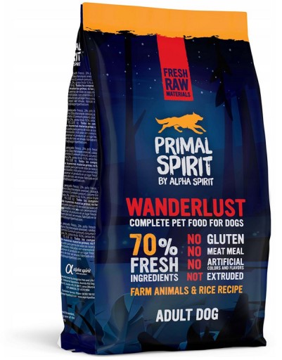 PRIMAL SPIRIT SOFT suché krmivo pre psov WANDERLUST 70% Kuracie Ryby 1 kg