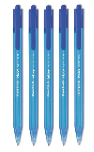 Paper Mate Inkjoy RT automatické modré guľôčkové pero, 5 kusov