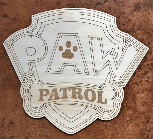 Drevená plaketa Paw Patrol s gravírovanou vlajkou