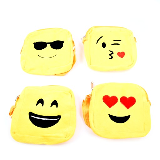 ŽLTÁ TAŠKA PRE DIEVČA, PLYŠOVÁ TVÁR EMOJI