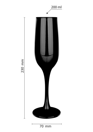 POHÁR NA ŠAMPANSKÉ, PROSECCO 200ml, ČIERNA