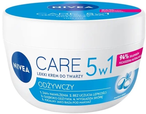 Nivea Care 5v1 výživný ľahký krém na tvár 100 ml