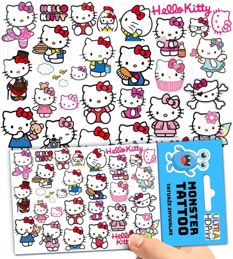 UMÝVAJÚCE DOČASNÉ TETOVANIE PRE DETI HELLO KITTY ORIGINÁLNE DIZAJNY
