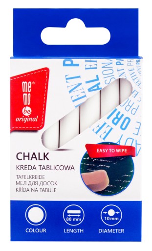 MemoBe biela tabuľová krieda, 12 ks