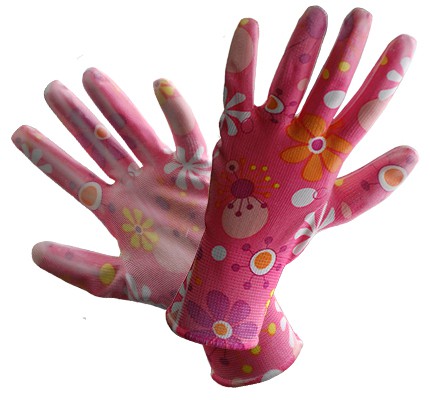 Záhradné kvetinové rukavice potiahnuté polyuretánom Pu flower 6/XS