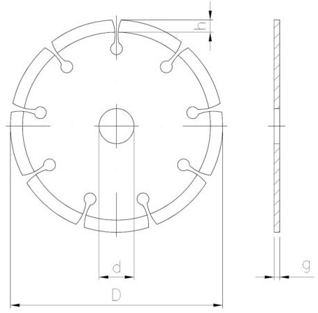 1x SEGMENTOVÝ DIAMANTOVÝ DISK 115x22,23mm