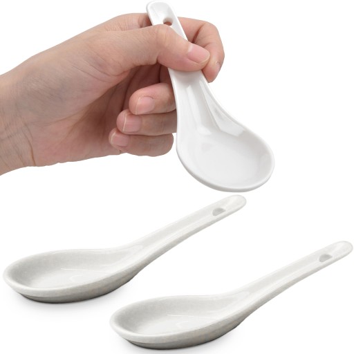 Porcelánová orientálna polievková lyžica, biela, 12,5 cm