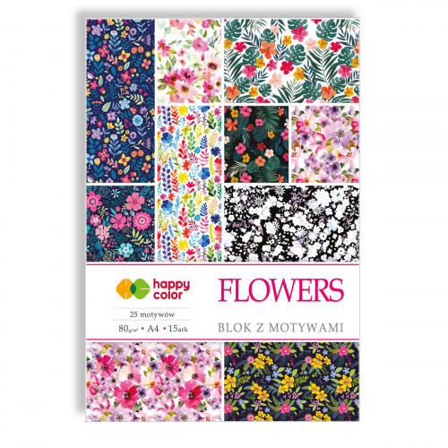 BLOK S MOTÍVMI A4/15K 80g - Kvetinová HAPPY FARBA
