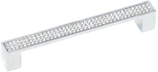 Nábytková úchytka s chrómovými kryštálmi, rozteč 128 mm - UKS007 AMIX