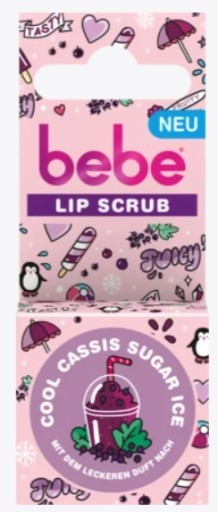 Bebe, Cool Cassis cukrový ľad, peeling na pery, 4,9 g