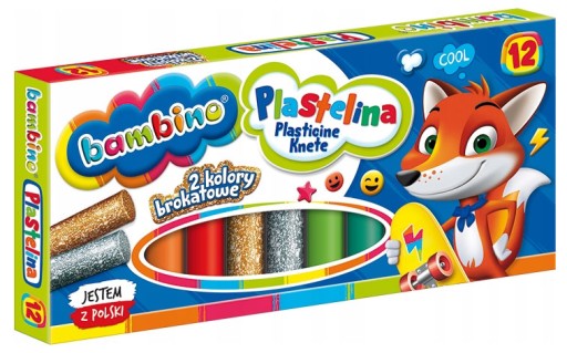 PLASTICINA 12 KS BAMBINO 10 FAREB + 2 GLITRE