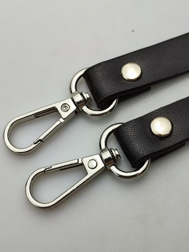 Popruh na kabelku, 15 mm, čierny, so striebornými karabínkami, 122 cm