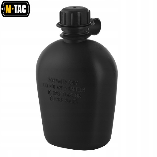 Vojenská turistická jedáleň, fľaša na vodu, jedáleň M-Tac, 1 l, čierna