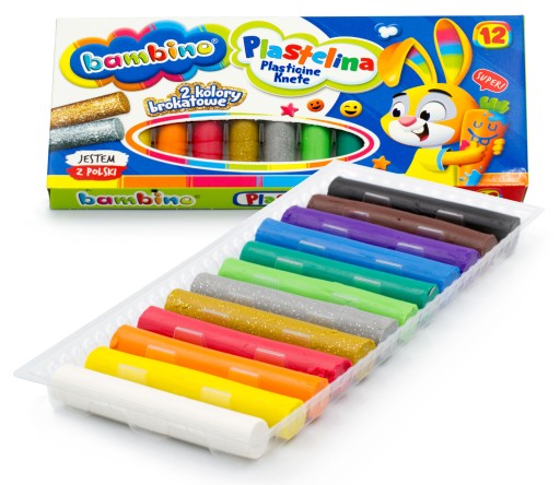 BAMBINO školská plastelína, 12 farieb, okrúhla