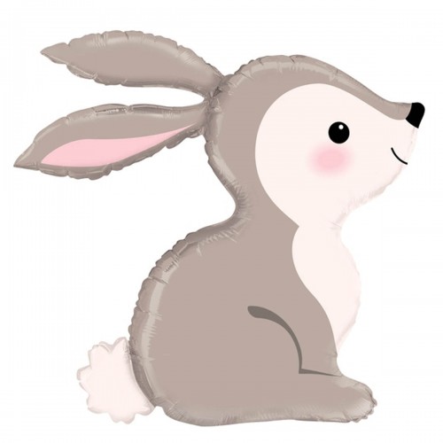 Šedý fóliový balón Bunny 68x60cm