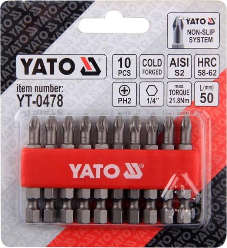 Nástavce na skrutkovač ph2x50mm 10 ks YATO