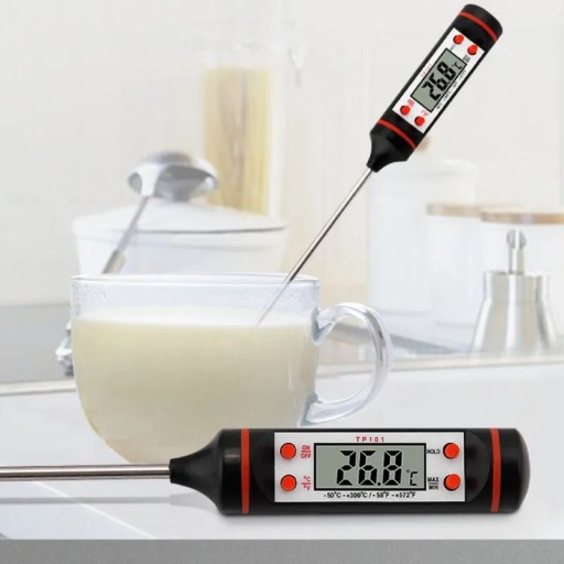 ELEKTRONICKÝ KUCHYNSKÝ TEPLOMER NA OLEJ Z POTRAVINÁRSKEHO MÄSA S KOLÍKOVOU SONDOU