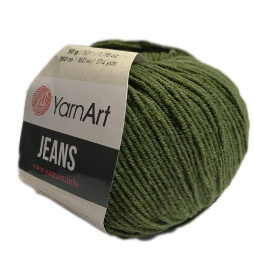 YARNART JEANS 82 armádna zelená priadza