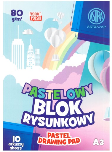 FAREBNÝ ŠKOLSKÝ BLOK A3 10 PASTELOVÝ LIST 80G