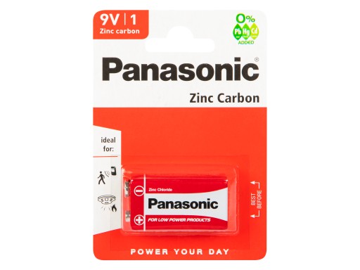 ZINOK-UHLÍKOVÁ BATÉRIA PANASONIC 9V 6F22 PLOCHÁ 1ks