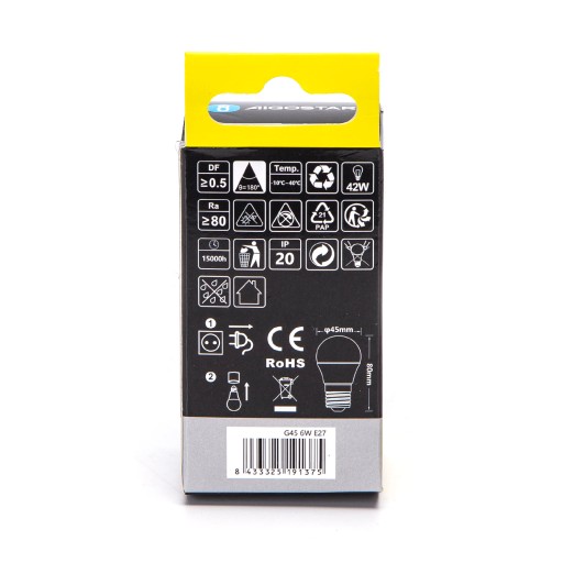 E27 LED G45 žiarovka 45mm guľa 6W malá 510Lm NEUTRÁLNA biela 4000K NW