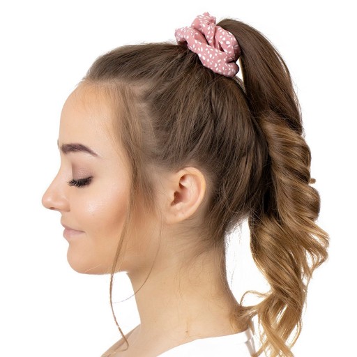 HAIR GUMBER scrunchie RUŽOVÉ bodky FROTÉ