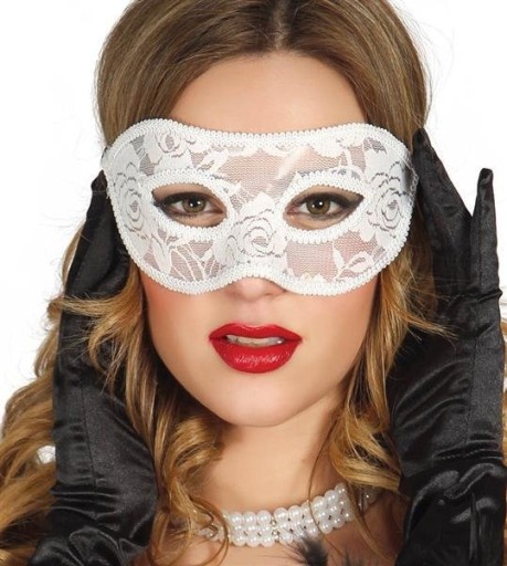 PREAŽOVÁ ČIPKOVÁ MASKA, BIELA BENÁTKA ČIPKA