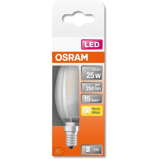 LED SVIEČKOVÁ žiarovka E14 2,5W 2700K Filament OSRAM