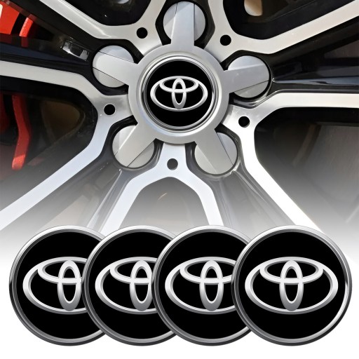 4 Emblémy Stredy ráfikov Kryty kolies TOYOTA SET TOP 53 mm
