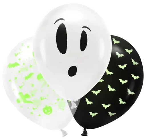 Sada 3 BOO UV balónov! 27 cm na HALLOWEEN!!!