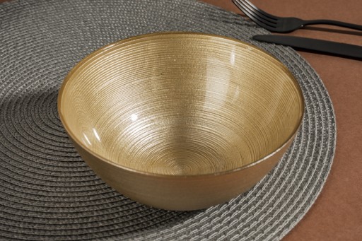 Sklenená miska na šalát 15 cm, zlatá