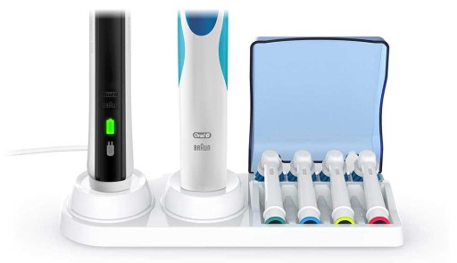 STOJAN NA 4x HLAVU A 2x ZUBNÉ KEFKY ORAL-B S KLAPKOVOU ORGANIZÁTORA