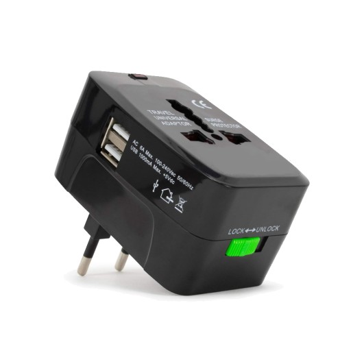 KONVERTOR ZÁSUVKOVÉHO ADAPTÉRA SVET EÚ UK USA +USB