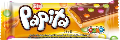 Karamelová tyčinka Papita s dražé Solen 33g