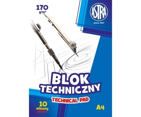 Astra technický blok A4/10k, 170g - biely (106119004)