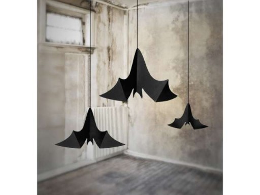 Halloweensky prívesok Svätý Ondrej závesná dekorácia BATS papier 3 ks