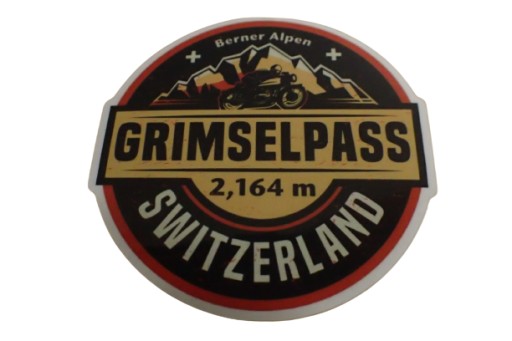 NÁLEPKA GRIMSELPASS ŠVAJČIARSKO NÁLEPKA 6,6 x 6,6 cm UNIKÁTNA KOLEKCIA
