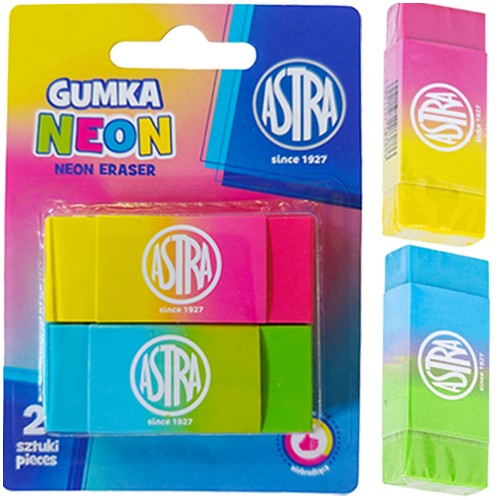 ASTRA ŠKOLNÁ GUMA, MÄKKÁ, DVOJFAREBNÁ, NEÓNOVÁ