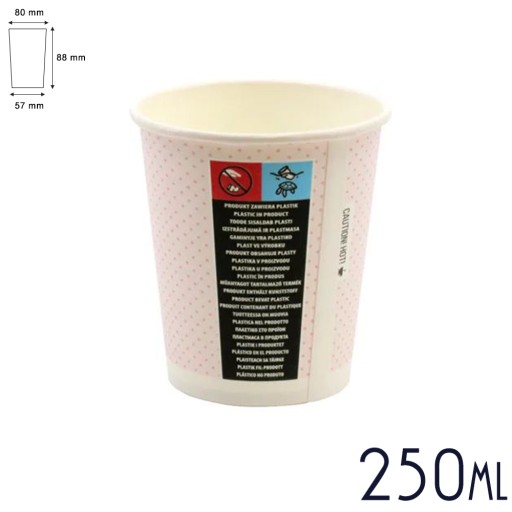 Papierové šálky na kávu 250 ml - PASTELOVÉ šálky na čaj 100 ks