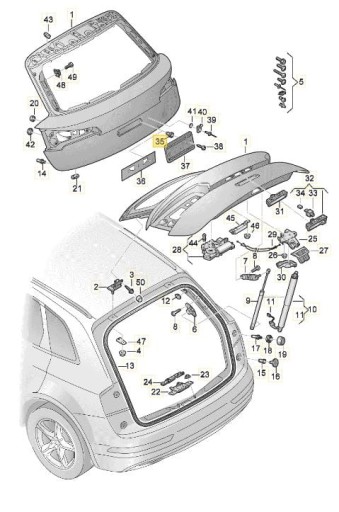 Upevnenie maticovej spony pre Audi registráciu 4G0827310