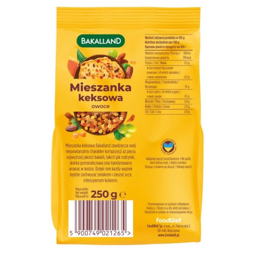 BAKALLAND CAKE MIX POMARANČOVÁ KÚRA KANDIDOVANÉ OVOCIE NA TORTY