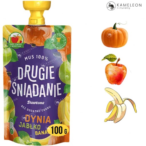 Dawtona DRUHÉ RAŇAJŠKOVÉ MUŠA 100% bez cukru TEKVICOVÉ JABLKO BANÁN 5x100G 0,5KG
