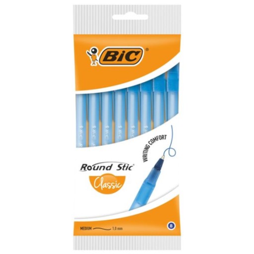 Sada okrúhlych klasických BIC modrých tradičných pier, 0,4 mm, 8 kusov
