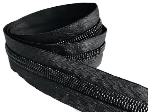 Špirálová páska na zips 10 mm, metrový zips bez zipsov, čierna, 1 meter
