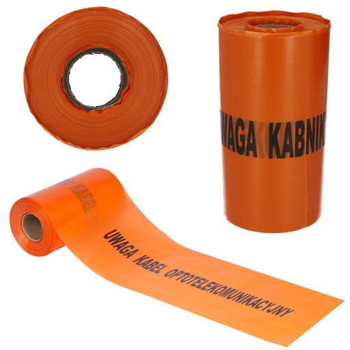 Výstražná fólia ORANŽOVÁ káblová páska pre optické vlákna 10cm 100m