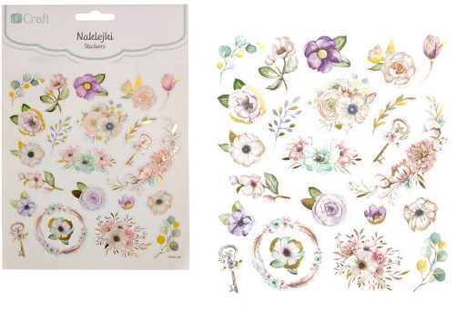 Nálepky s plátkovým zlatom - Boho Florals, 22 ks.