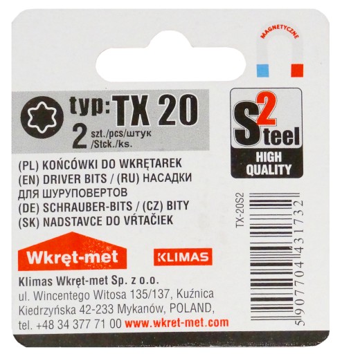 Skrutkovacie bity bity TORX TX20 bit 2 ks.