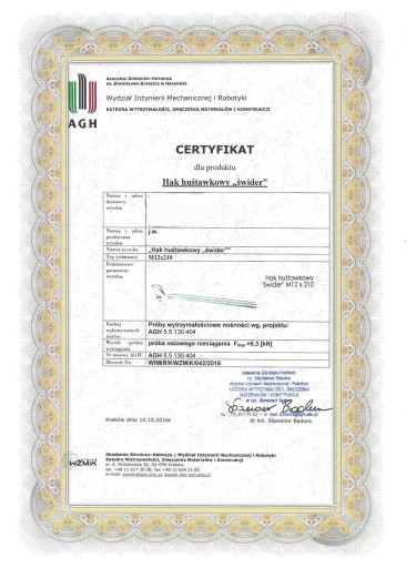HÁKOVÝ šnek M12 x 210 S CERTIFIKÁTOM