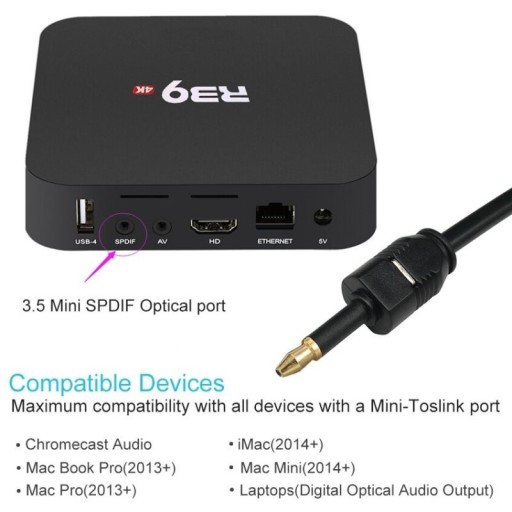 Kábel Toslink - Optický Jack Mini Toslink T-J 2M